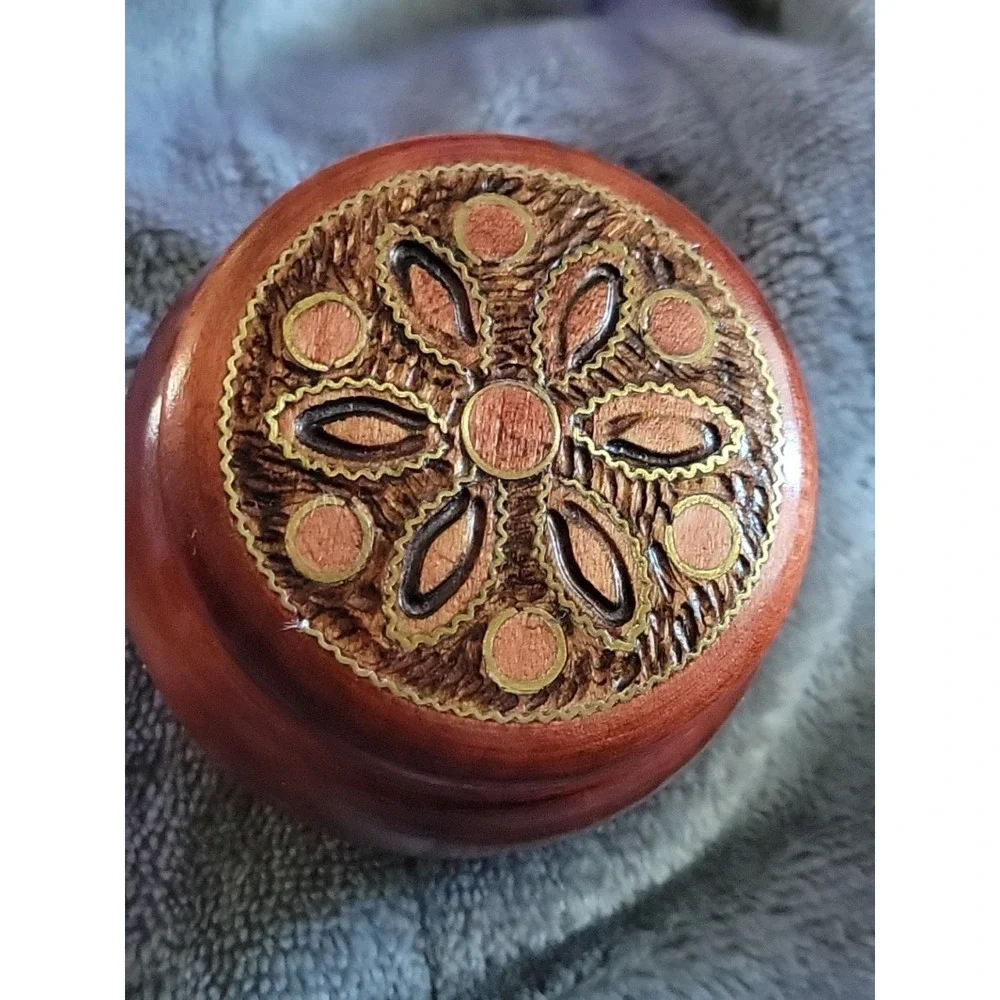Hand‎ Carved Wooden Trinket  or Jewelry Box